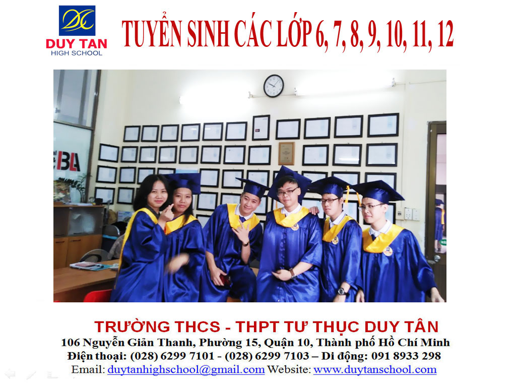 Trường THCS, THPT tư thục DUY TÂN tuyển sinh niên khóa 2023-2024